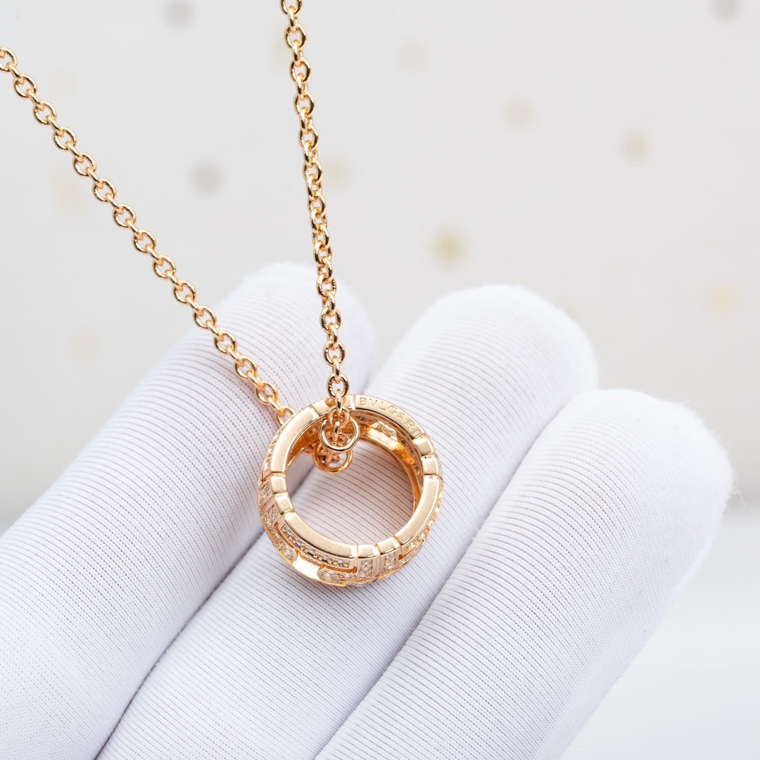 [⭐Glow]PARENTESI NECKLACE PINK GOLD DIAMOND