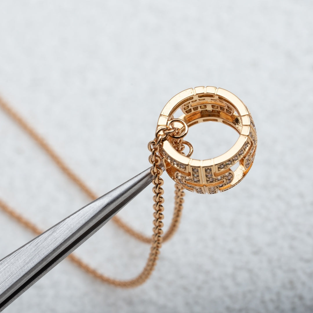 [⭐Glow]PARENTESI NECKLACE PINK GOLD DIAMOND