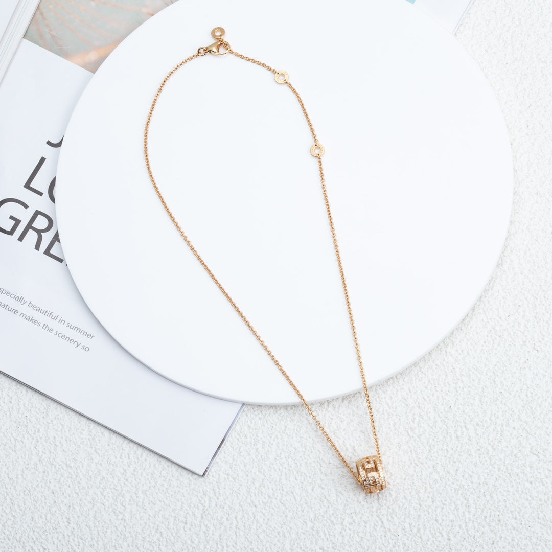 [⭐Glow]PARENTESI NECKLACE PINK GOLD DIAMOND