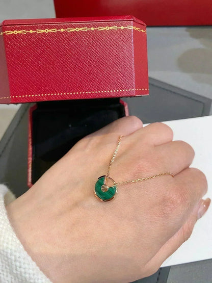[⭐Glow]AMULETTE ROSE GOLD MALACHITE NECKLACE