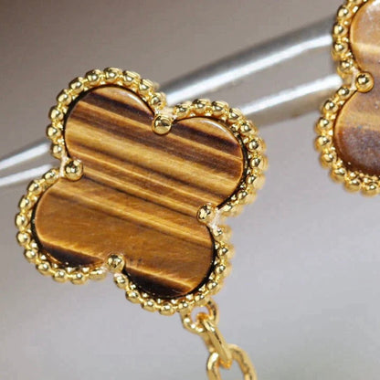 [⭐Glow]CLOVER  2 MOTIF  TIGER EYE CARNELIAN EARRINGS