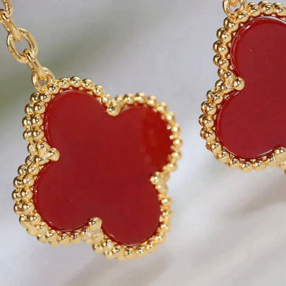 [⭐Glow]CLOVER  2 MOTIF  TIGER EYE CARNELIAN EARRINGS