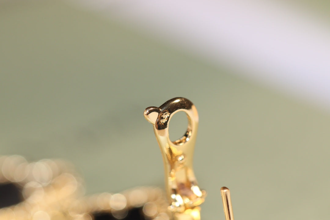 [⭐Glow]CLOVER EARRINGS GOLD ONYX MOP 3 MOTIF