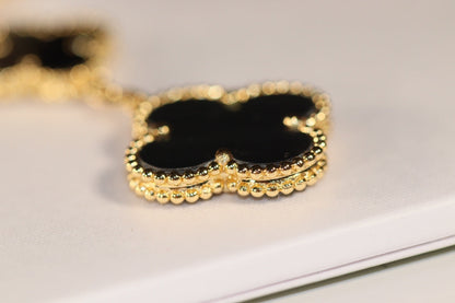 [⭐Glow]CLOVER EARRINGS GOLD ONYX MOP 3 MOTIF