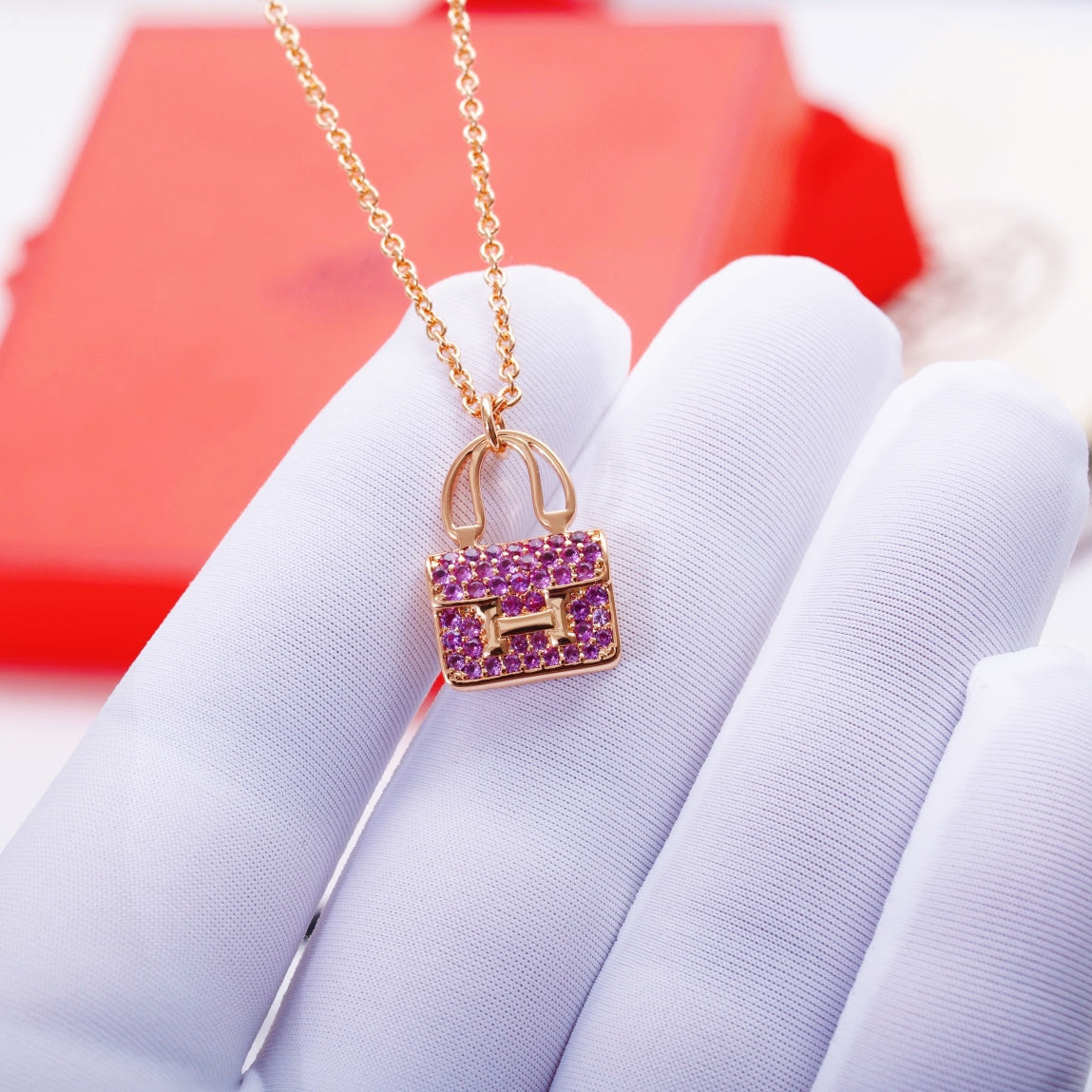 [⭐Glow]CONSTANCE PEDANT PURPLE DIAMOND NECKLACE
