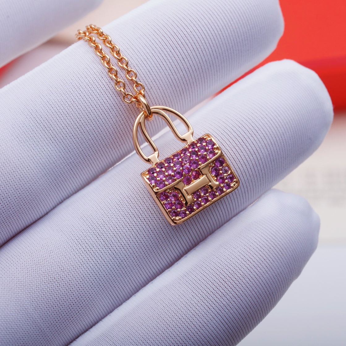 [⭐Glow]CONSTANCE PEDANT PURPLE DIAMOND NECKLACE