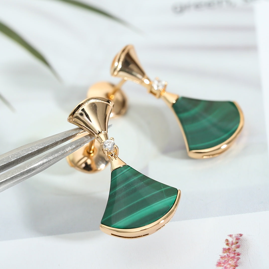 [⭐Glow]DREAM MALACHITE PINK GOLD EARRINGS