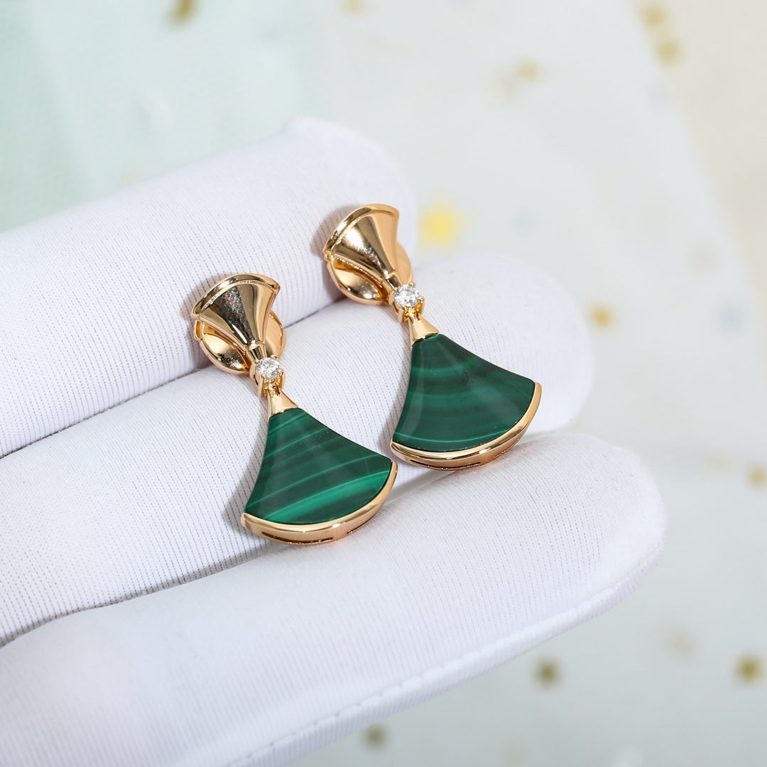 [⭐Glow]DREAM MALACHITE PINK GOLD EARRINGS