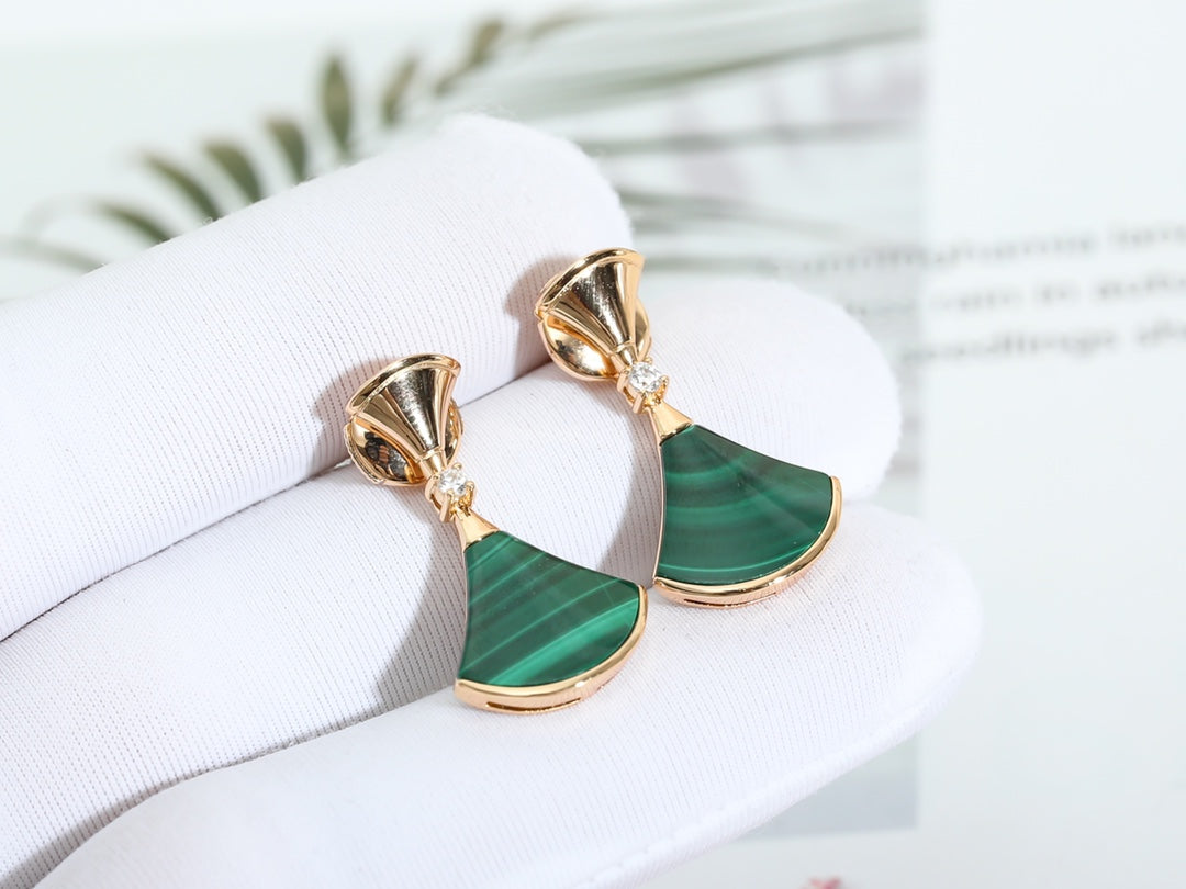 [⭐Glow]DREAM MALACHITE PINK GOLD EARRINGS