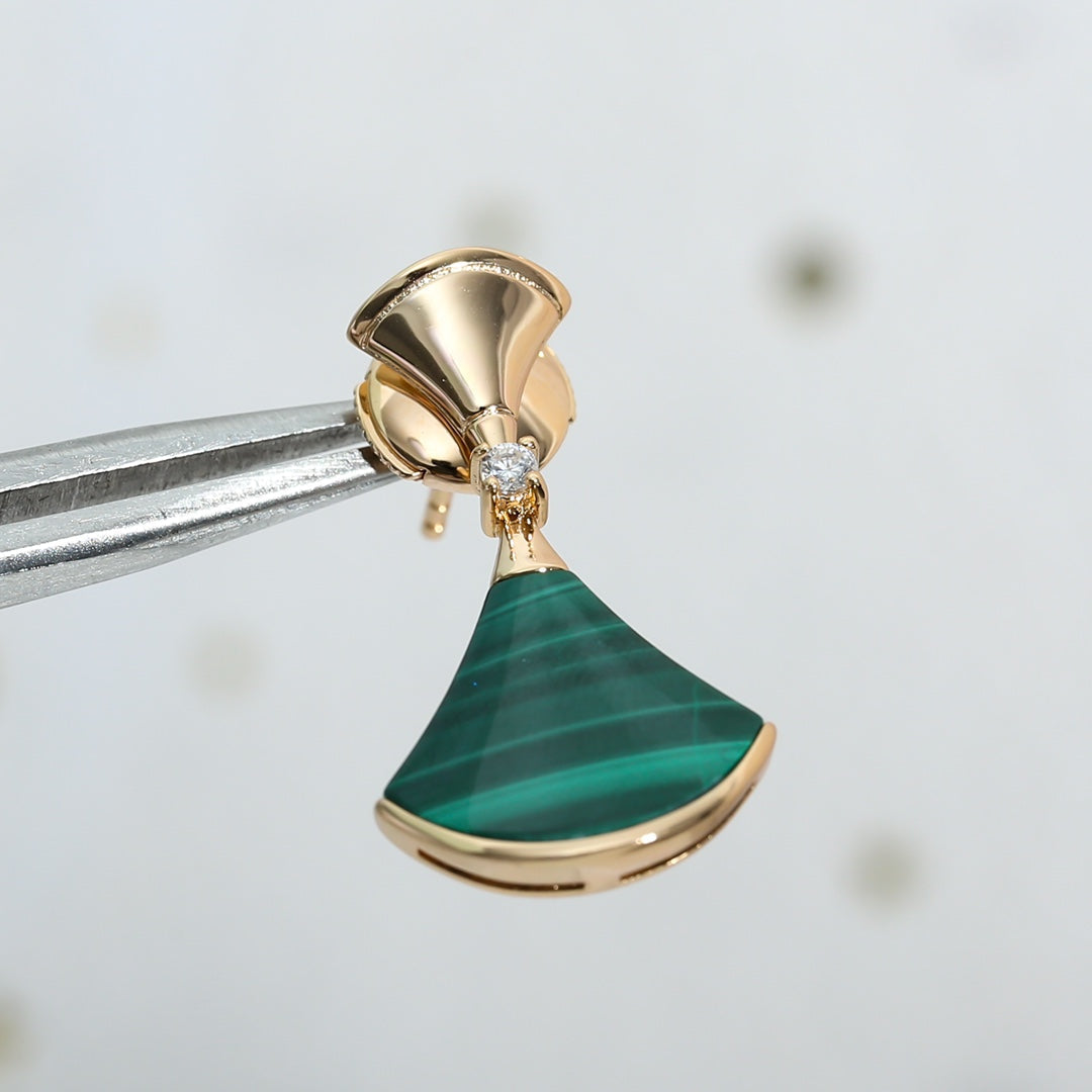 [⭐Glow]DREAM MALACHITE PINK GOLD EARRINGS