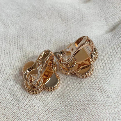 [⭐Glow]CLOVER MEDIUM 1 MOTIFS CARNELIAN  DIAMOND earrings
