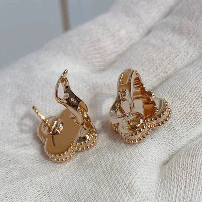 [⭐Glow]CLOVER MEDIUM 1 MOTIFS CARNELIAN  DIAMOND earrings