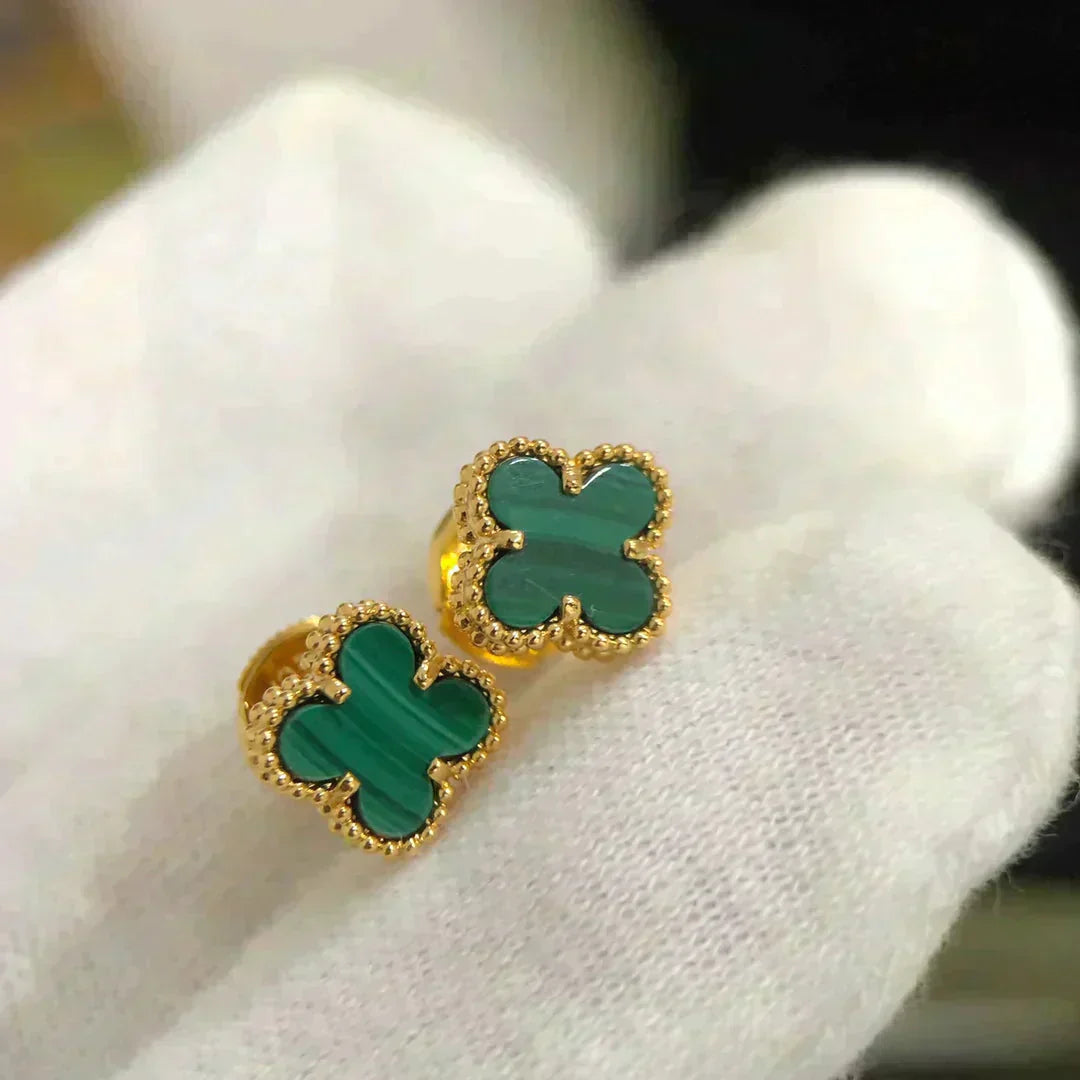 [⭐Glow]CLOVER MINI 9.5MM MALACHITE  EARRINGS