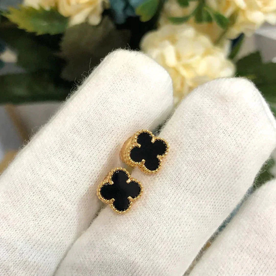 [⭐Glow]CLOVER MINI 9.5MM BLACK MOP EARRINGS