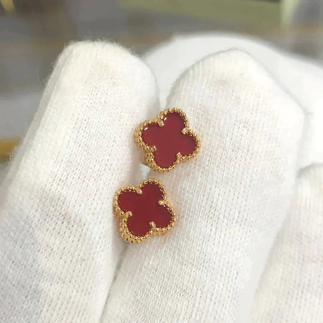 [⭐Glow]CLOVER MINI 9.5MM CARNELIAN EARRINGS