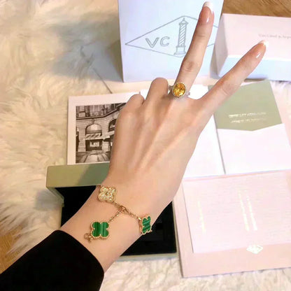 [⭐Glow] CLOVER 5 MOTIF MALACHITE BRACELET COLLECTION