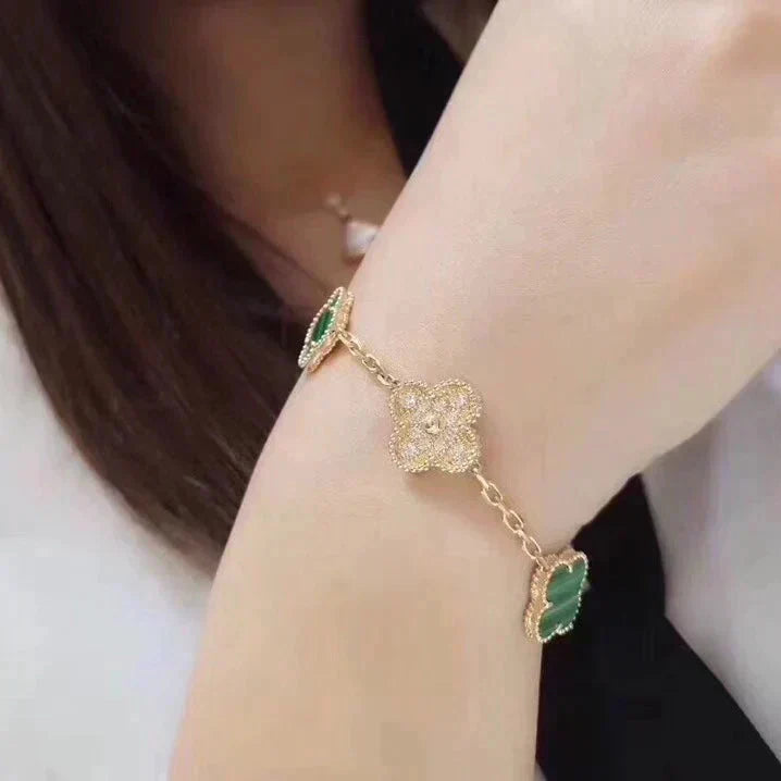 [⭐Glow] CLOVER 5 MOTIF MALACHITE BRACELET COLLECTION