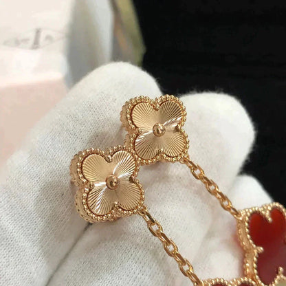 [⭐Glow]CLOVER 2 MOTIF  LASER CARNELIAN EARRINGS