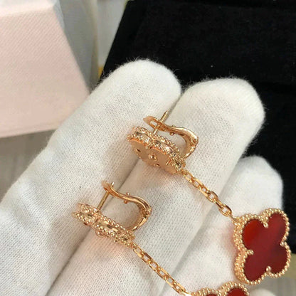 [⭐Glow]CLOVER 2 MOTIF  LASER CARNELIAN EARRINGS