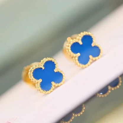 [⭐Glow]CLOVER MINI 9.5MM TURQUOISE EARRINGS