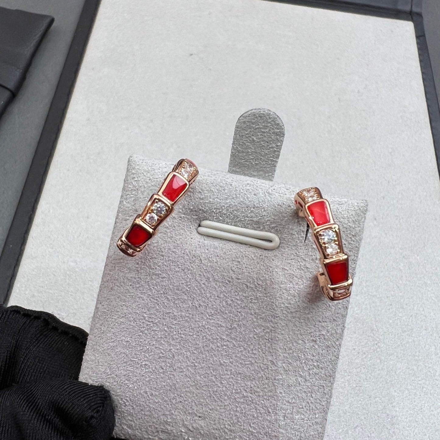 [⭐Glow]SERPENTI CARNELIAN PINK GOLD EARRINGS