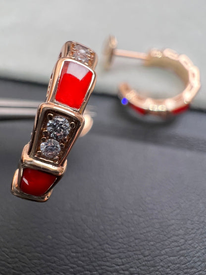 [⭐Glow]SERPENTI CARNELIAN PINK GOLD EARRINGS
