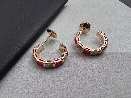 [⭐Glow]SERPENTI CARNELIAN PINK GOLD EARRINGS