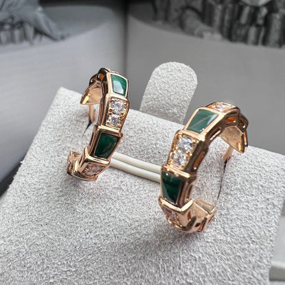[⭐Glow]SERPENTI MALACHITE PINK GOLD EARRINGS
