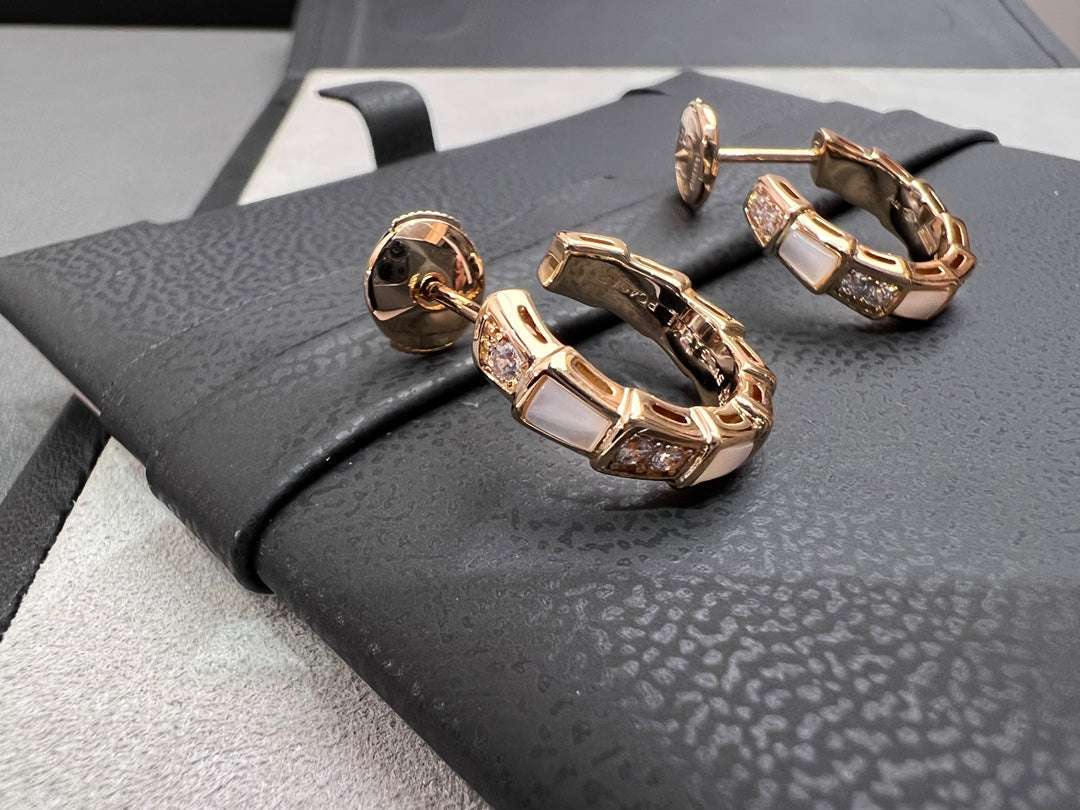 [⭐Glow]SERPENTI MOP PINK GOLD EARRINGS