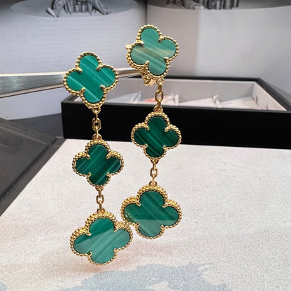 [⭐Glow]CLOVER MALACHITE 3 MOTIFS GOLD