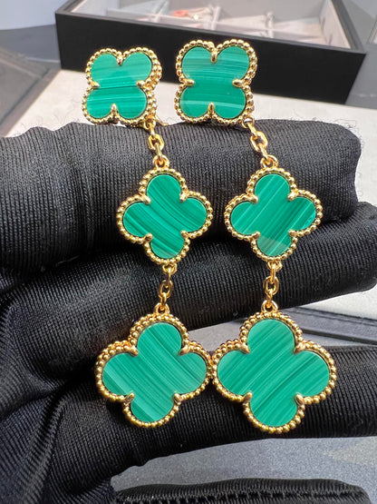 [⭐Glow]CLOVER MALACHITE 3 MOTIFS GOLD