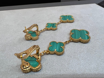 [⭐Glow]CLOVER MALACHITE 3 MOTIFS GOLD