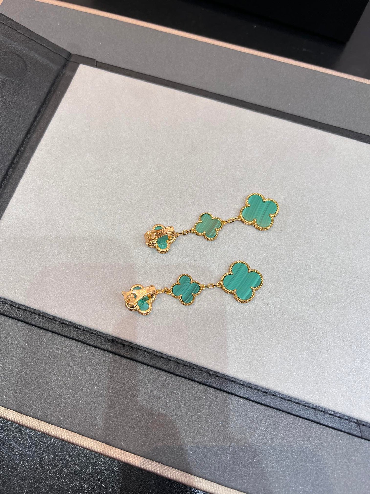 [⭐Glow]CLOVER MALACHITE 3 MOTIFS GOLD