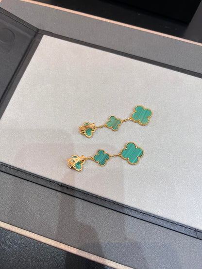 [⭐Glow]CLOVER MALACHITE 3 MOTIFS GOLD