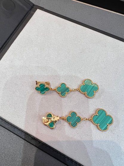 [⭐Glow]CLOVER MALACHITE 3 MOTIFS GOLD