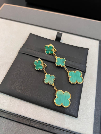 [⭐Glow]CLOVER MALACHITE 3 MOTIFS GOLD