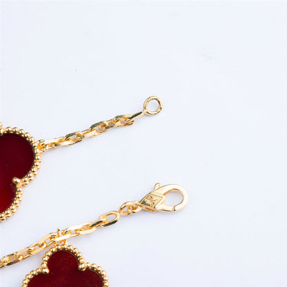 [⭐Glow]CLOVER BRACELET 5 MOTIFS CARNELIAN TIGER EYE