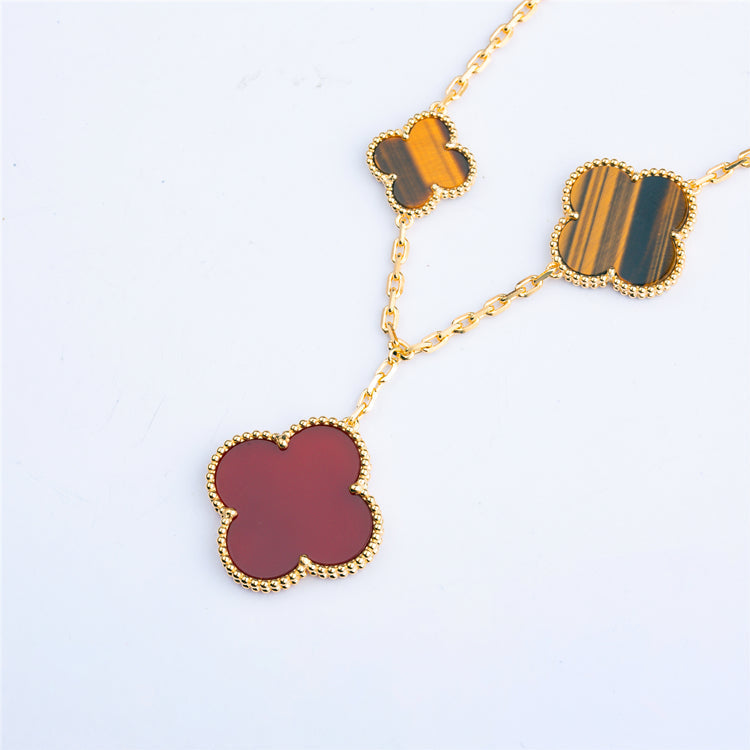 [⭐Glow]CLOVER BRACELET 5 MOTIFS CARNELIAN TIGER EYE