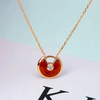 [⭐Glow]AMULETTE GOLD CARNELIAN ONYX NECKLACE