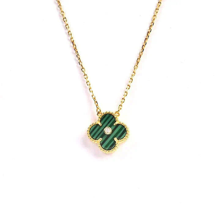 [⭐Glow]CLOVER 15MM DIAMOND TURQUOISE NECKLACE