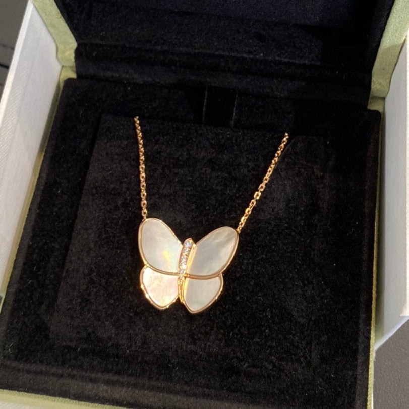 [⭐Glow]BUTTERFLY GOLD MOP DIAMOND NECKLACE