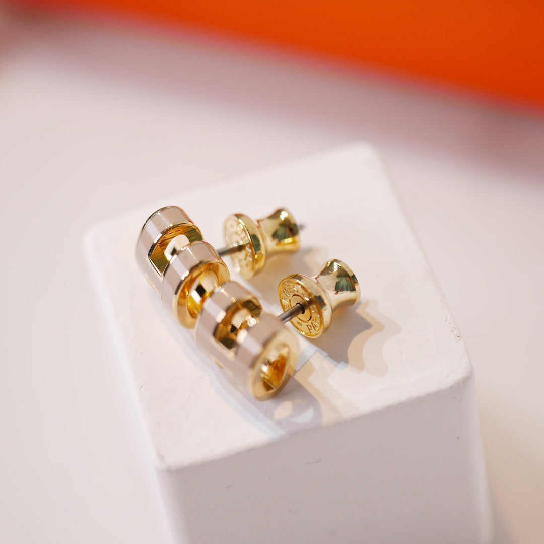 [⭐Glow]MINI POP H GOLD EARRINGS GREY