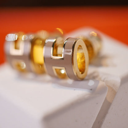 [⭐Glow]MINI POP H GOLD EARRINGS GREY