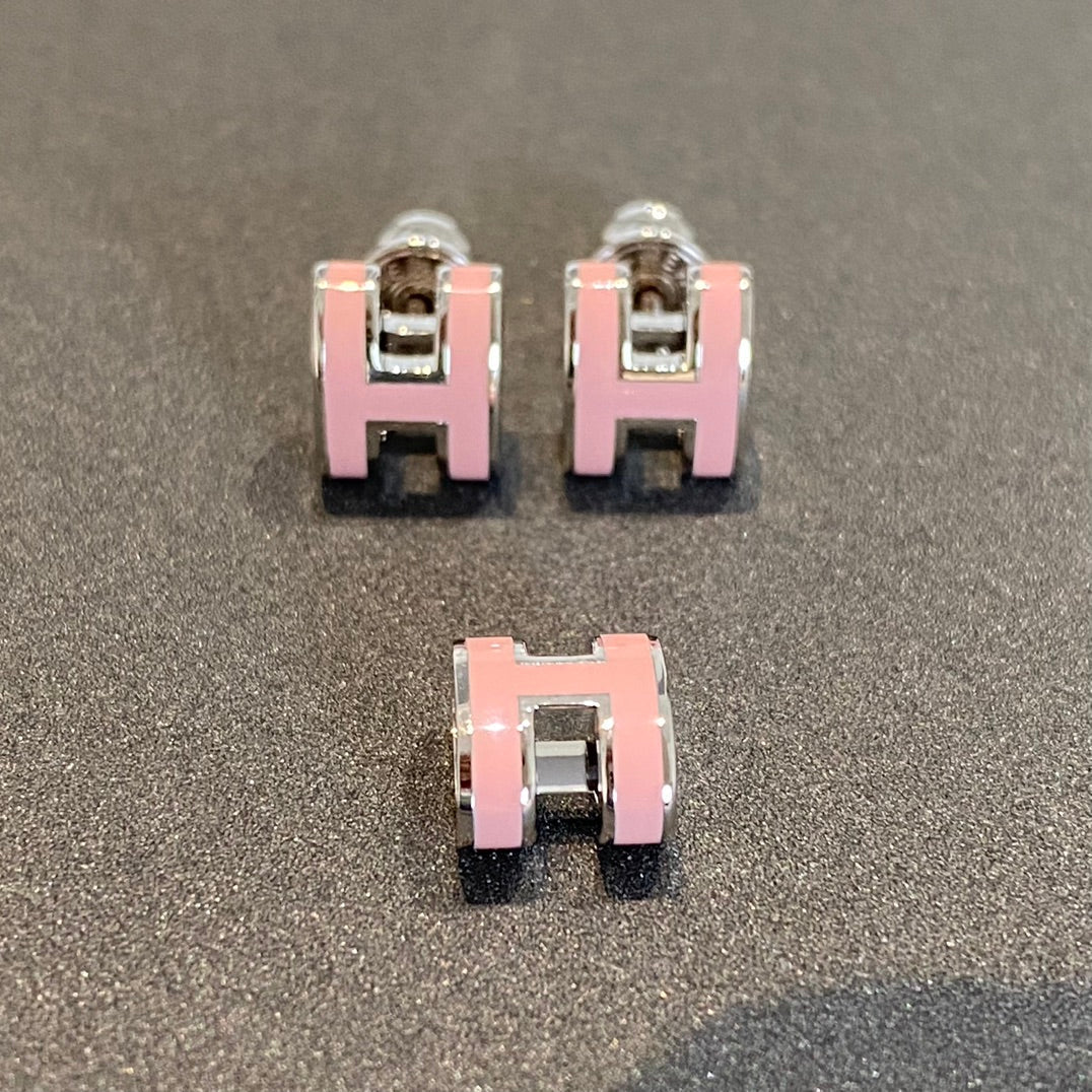 [⭐Glow]MINI POP H SILVER EARRINGS PINK