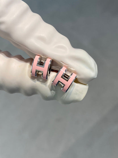 [⭐Glow]MINI POP H SILVER EARRINGS PINK