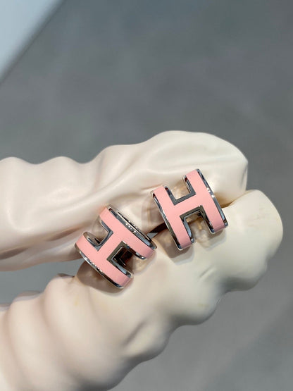 [⭐Glow]MINI POP H SILVER EARRINGS PINK