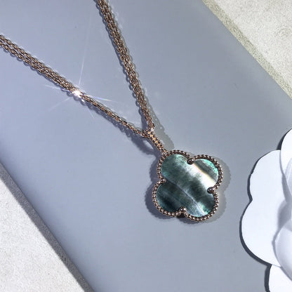 [⭐Glow]CLOVER 25MM GOLD DARK MOP BIG CLOVER NECKLACE