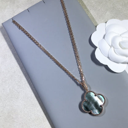[⭐Glow]CLOVER 25MM GOLD DARK MOP BIG CLOVER NECKLACE