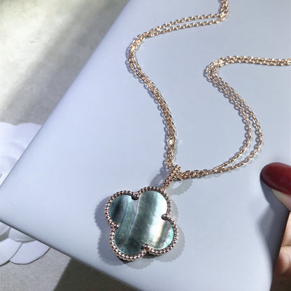 [⭐Glow]CLOVER 25MM GOLD DARK MOP BIG CLOVER NECKLACE