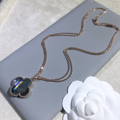 [⭐Glow]CLOVER 25MM GOLD DARK MOP BIG CLOVER NECKLACE